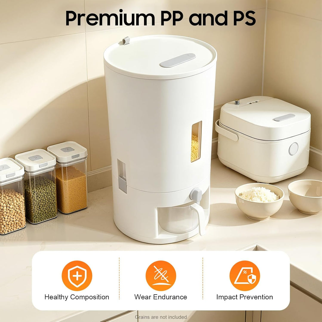 Müslispender 20L Reisbehälter Cornflakes Spender Reisspender mit Messbecher, Reisspender Reis Vorrat