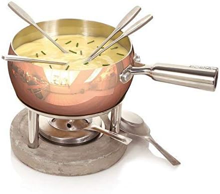 Boska Fondue-Set Kupfer - 1,7 L - geeignet für Käsefondue Kupfer mit Betonsockel, Kupfer mit Betonso