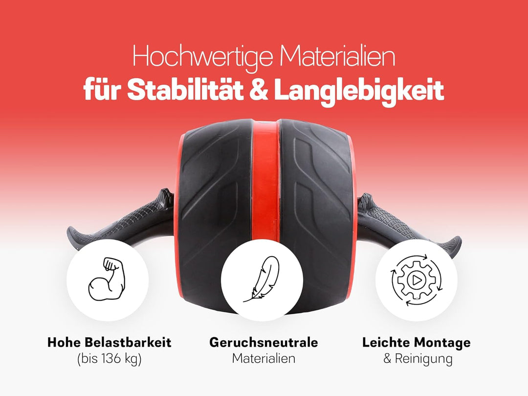 Strongr.life Bauchtrainer für Zuhause - Bauchmuskeltrainer inkl. Schiebepads - Extra breiter Bauchro