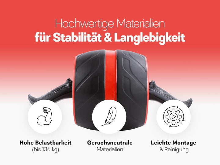 Strongr.life Bauchtrainer für Zuhause - Bauchmuskeltrainer inkl. Schiebepads - Extra breiter Bauchro