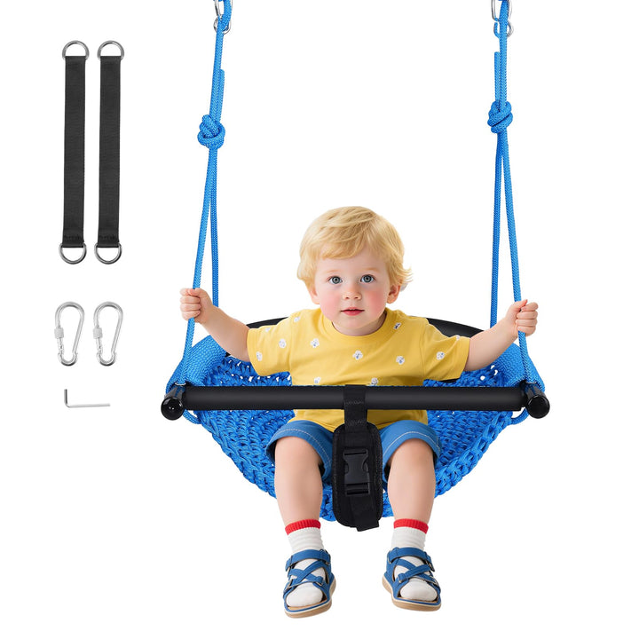 Babyschaukel,Kinderschaukel mit Verstellbaren Seilen,Kinder Schaukel Outdoor, Handgestrickter Bequem