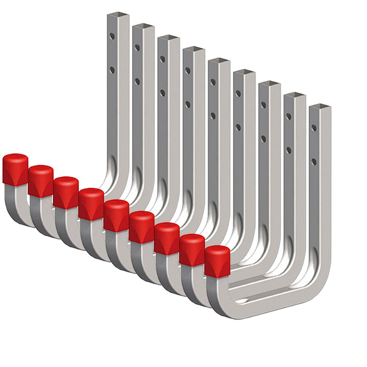 9 x SECOTEC® Universalhaken verzinkt 80 x 120 mm Belastbarkeit 45 kg Garagenhaken Werstatthaken 9 It