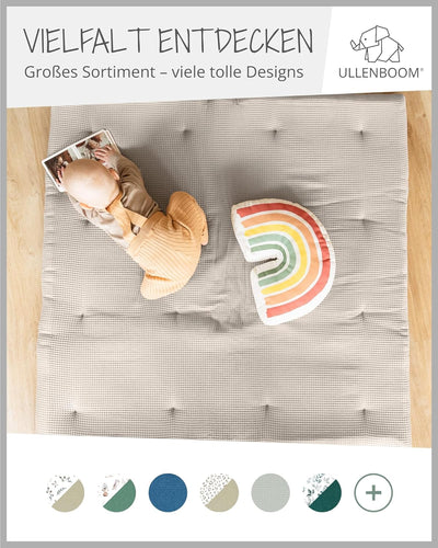 ULLENBOOM Baby Krabbeldecke 100x100 cm gepolstert in Sand (Made in EU) - Krabbeldecke für Baby mit 1
