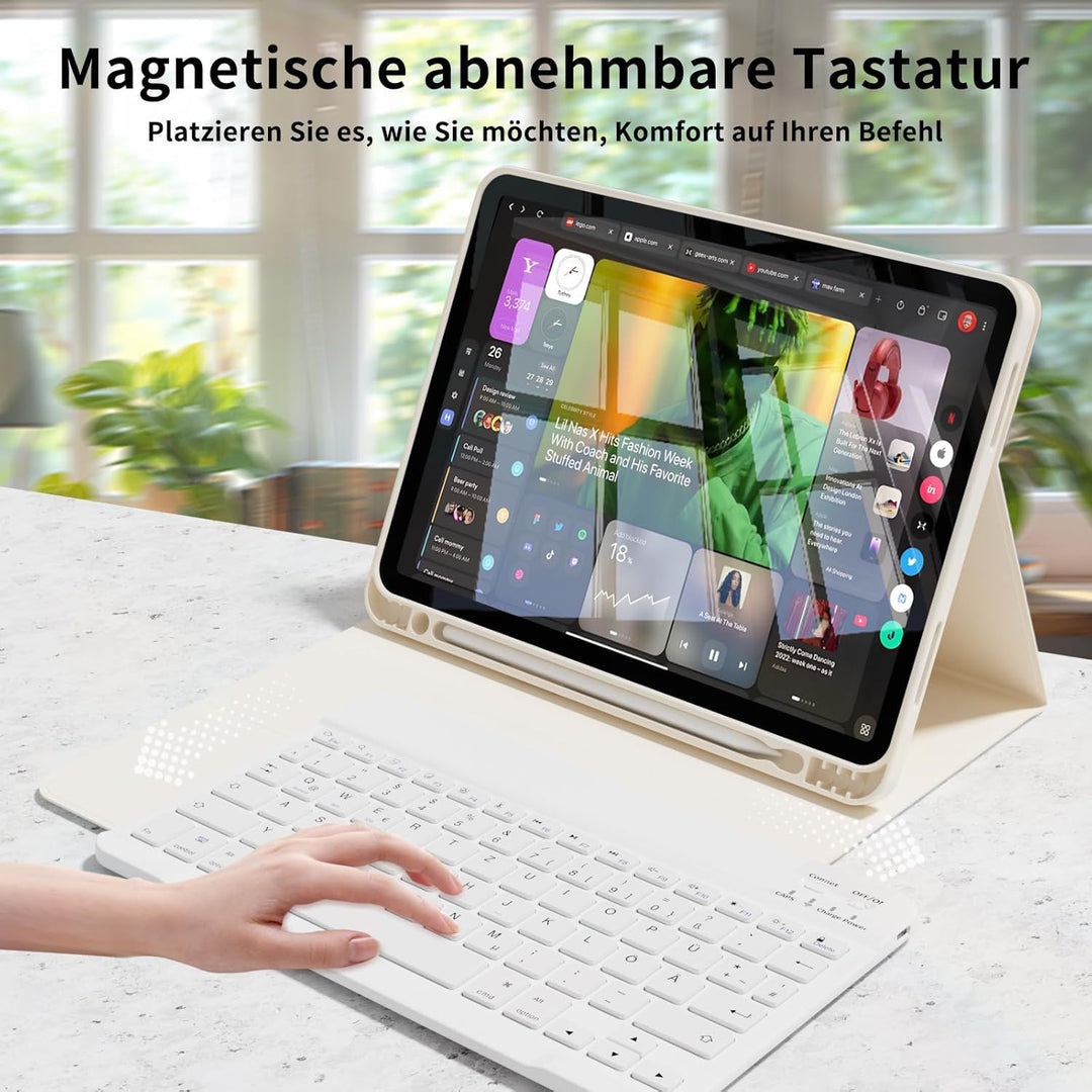 Hülle mit Tastatur für iPad Air 11 Zoll M4/M3/M2 (2026/2025/2024), iPad Air 5 4 2022/2020 10,9 Zoll,