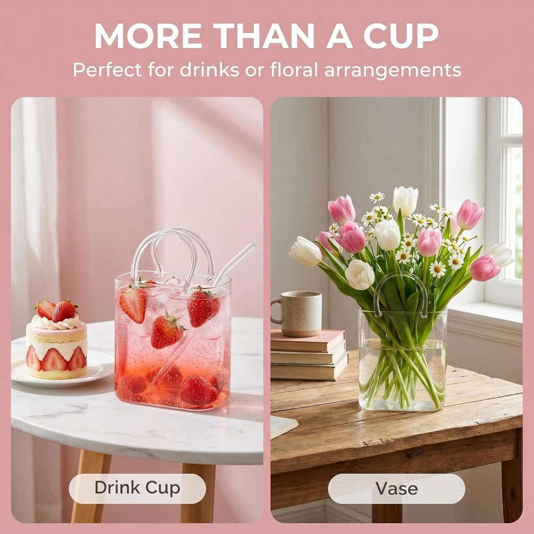 26oz Purse Drinking Glass, Glas Handtasche für Getränke mit Strohhalm, Trinkglas Handtasche, Kreativ
