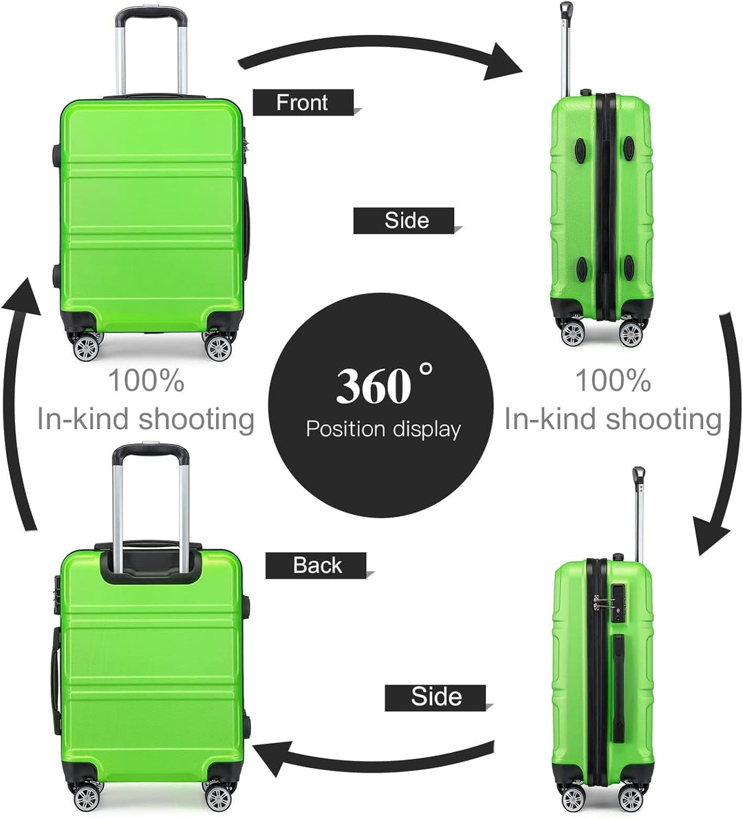 KONO Koffer Trolley Reisekoffer, M (55cm) Apfelgr&#xFC;n