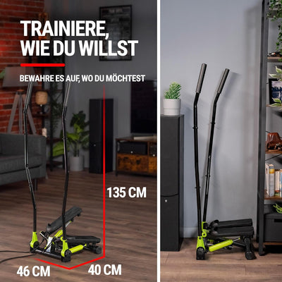 Hop-Sport Swing Stepper HS-45S Slim Up-Down-Side-Stepper für Zuhause - Ganzkörpertraining - inkl. Tr