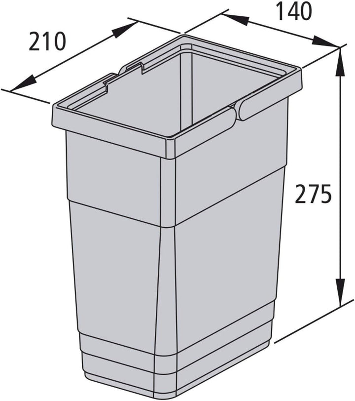 eins2vier Abfallsammler Höhe: 275 mm Volumen 6 Liter 210 x 140 mm dunkelgrau 5135.11 Komposteimer Re