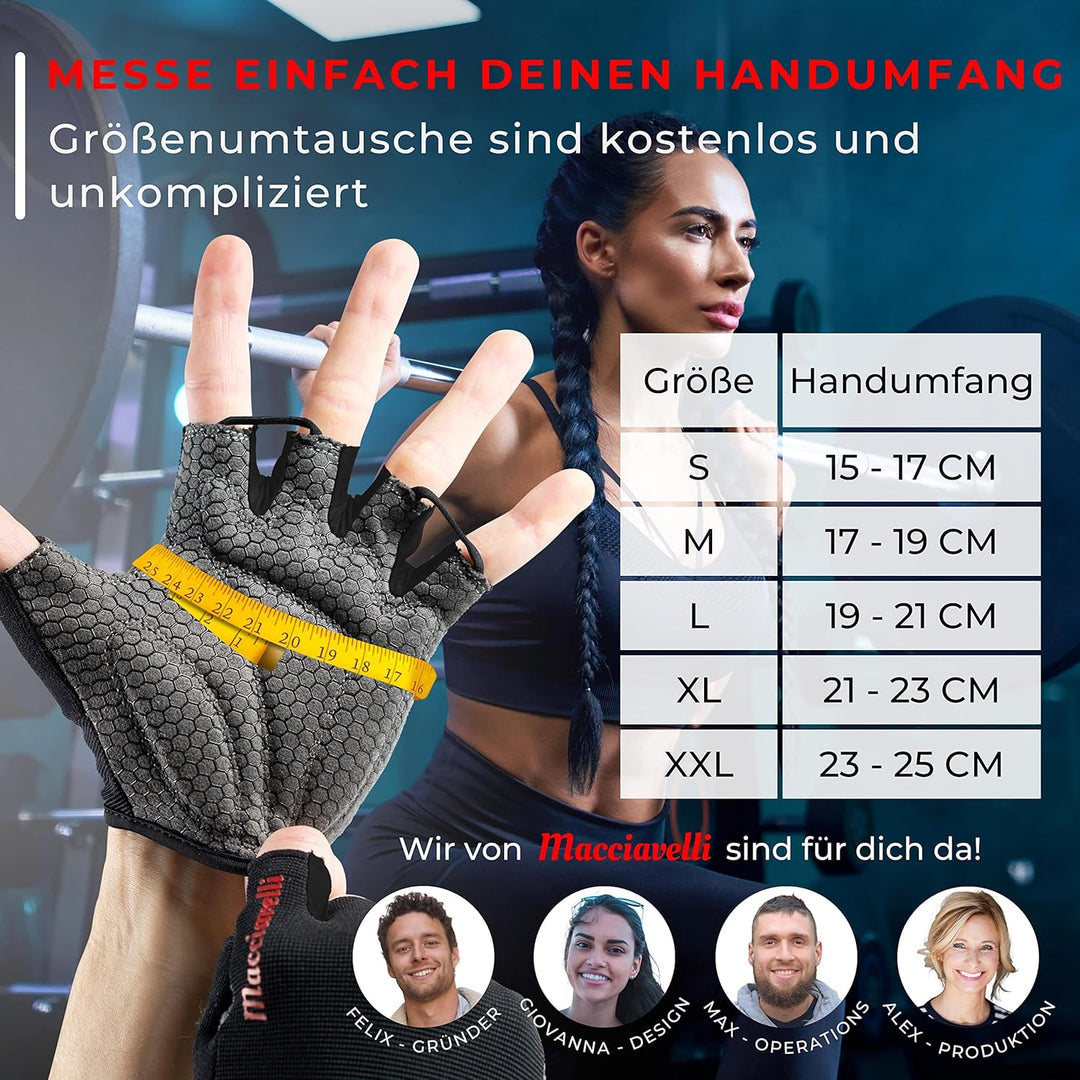 MACCIAVELLI® Fitness Handschuhe Damen Herren - Trainingshandschuhe für Kraftsport, Krafttraining, Bo