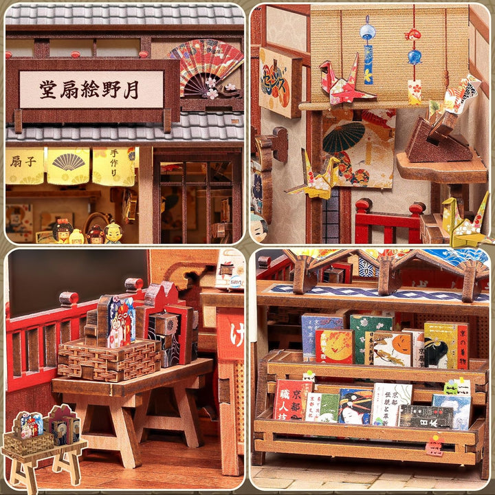 Fsolis Book Nook Japan Booknook Bausatz für Erwachsene, 3D-Holzpuzzles Buchecke, DIY-Miniaturhaus-Se