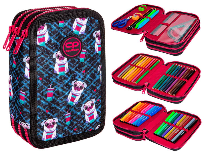 COOLPACK 3-FACH Mäppchen Federmappe Federtasche XXL Federtasche Federmappe Federmäppchen 44-teilig g