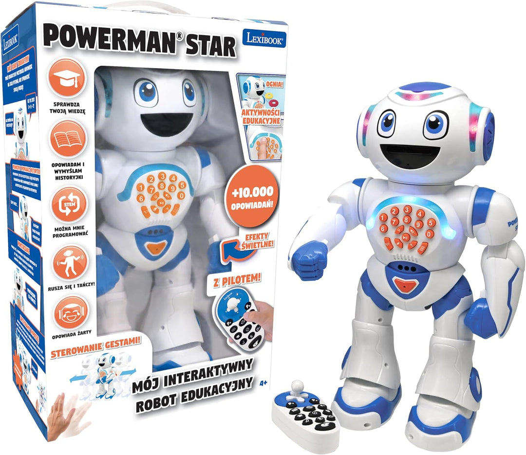 Lexibook Powerman Star - zdalnie sterowany mówiący STEM z możliwością programowania dla dzieci pd LA