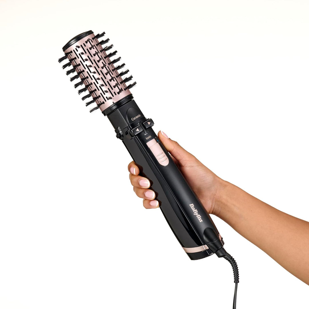 BaByliss rotierende Warmluftbürste mit 1000 Watt und 4 Aufsätzen zum Trocknen, Glätten, Formen und f
