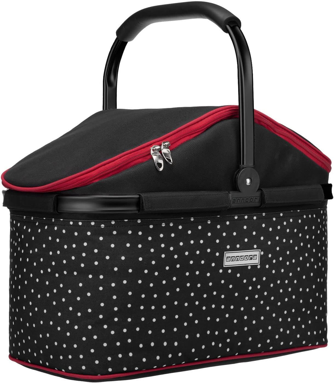 anndora Einkaufskorb 25 Liter ISO Picknick Kühlkorb - schwarz gepunktet Iso: Schwarz Weiss