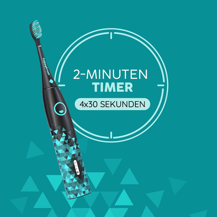 happybrush® Elektrische Schall-Zahnbürste Eco VIBE 3 - Nachhaltige Zahnbürste mit 6 Wochen Power-Akk
