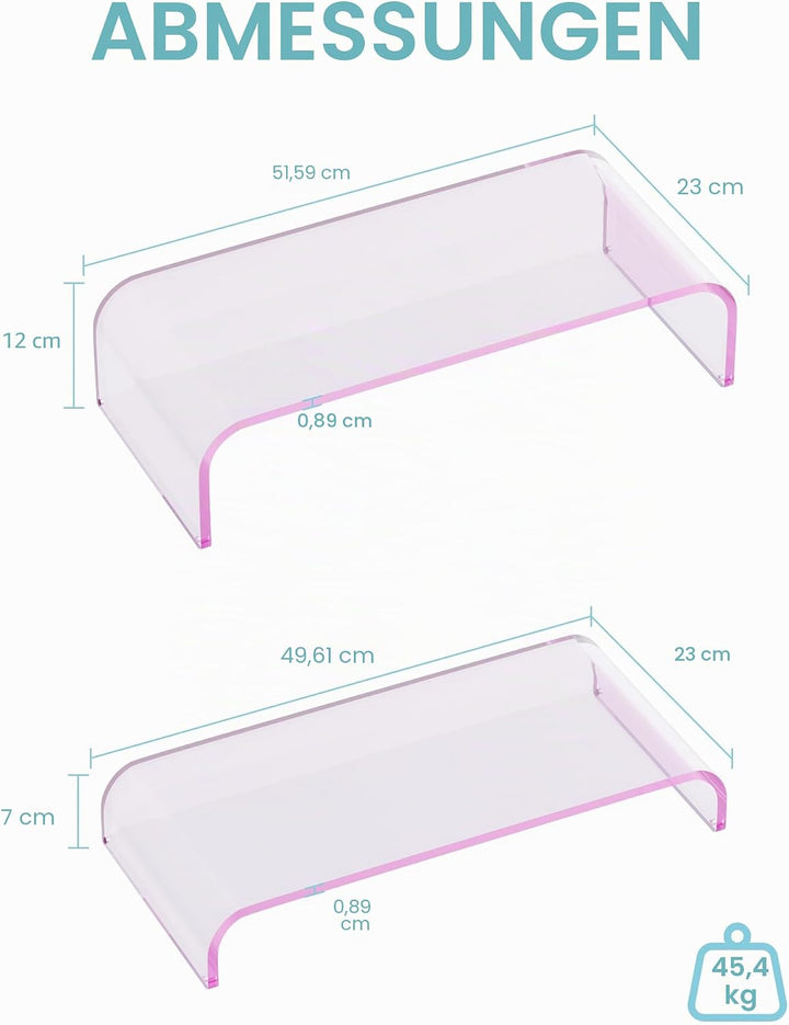 Monitorständer Acryl 2er-Set, 2-Ebenen Bildschirmerhöhung Modular, PC Monitor-Erhöhung, Schreibtisch