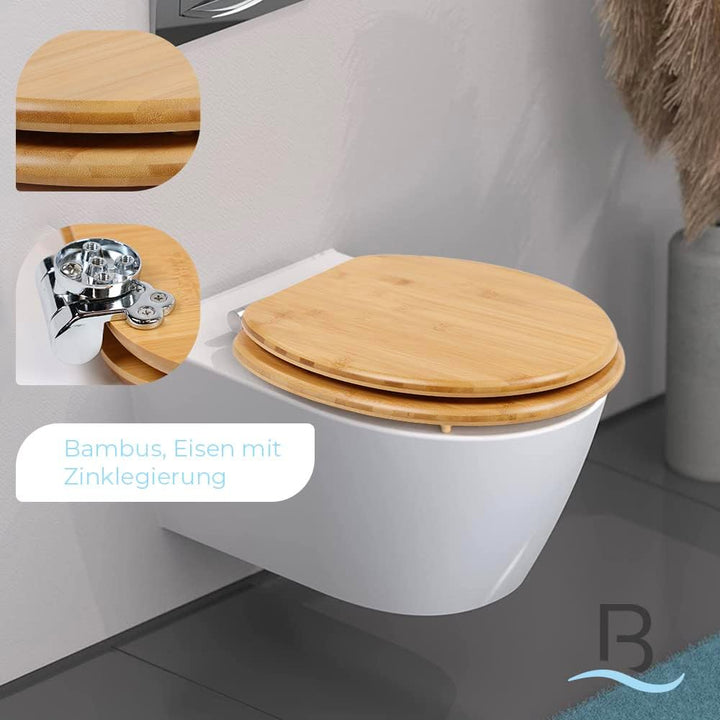 Bath4U Bambus Toilettendeckel | mit Absenkautomatik | Nachhaltige Klobrille | aus hochwertigem Bambu