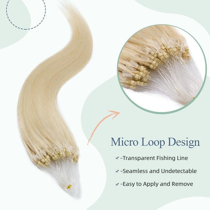 Echthaar Extensions Microring Extensions Echthaar 0,5g/Strähne 100 Strähnen/Packung Weich Haarverlän