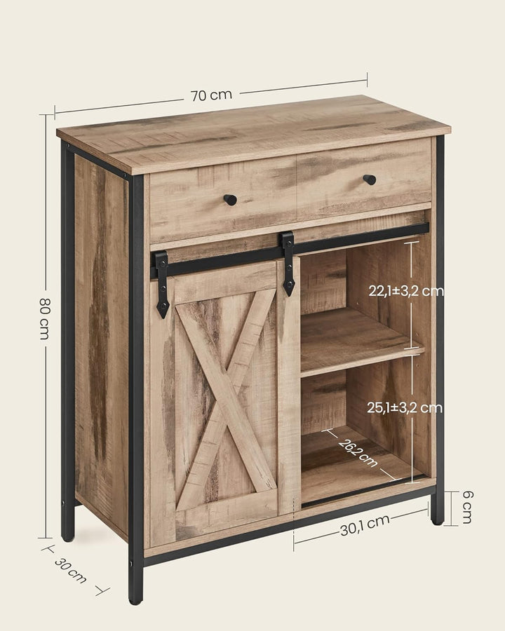 VASAGLE Sideboard, Küchenschrank, Aufbewahrungsschrank, mit Schiebetür, 30 x 70 x 80 cm, verstellbar