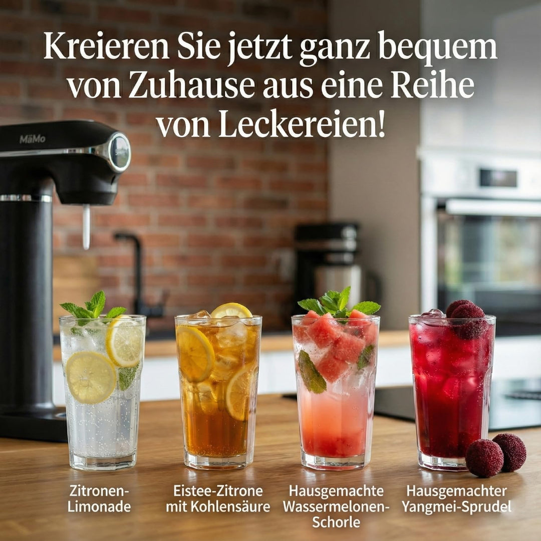 Wassersprudler Soda Maker mit Manometer - Carbonator für Sprudelwasser inkl. 1L und 0.5L BPA-freien