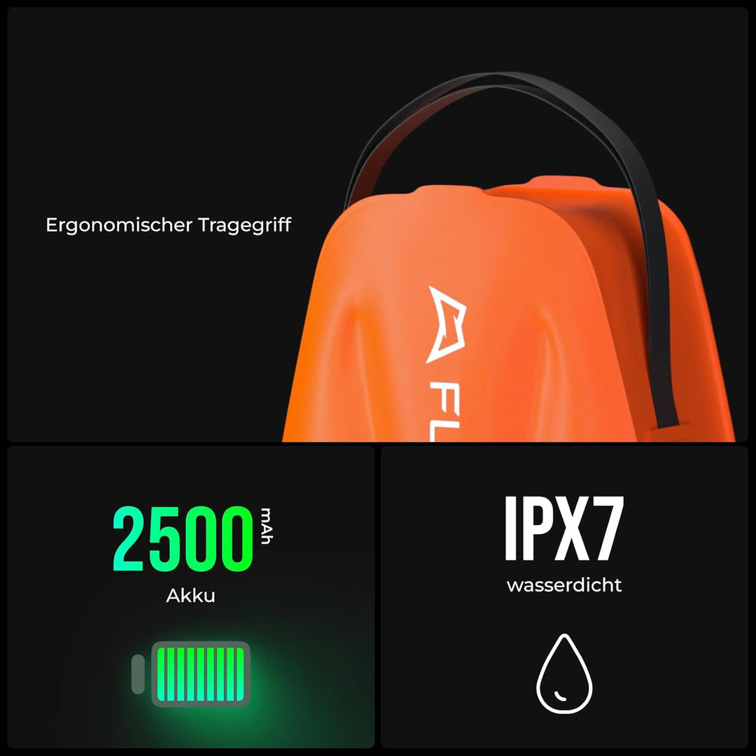 FLEXTAILGEAR Tragbare Campingdusche 20L mit integrierter Elektropumpe, 2500mAh Akku, 2 Geschwindigke