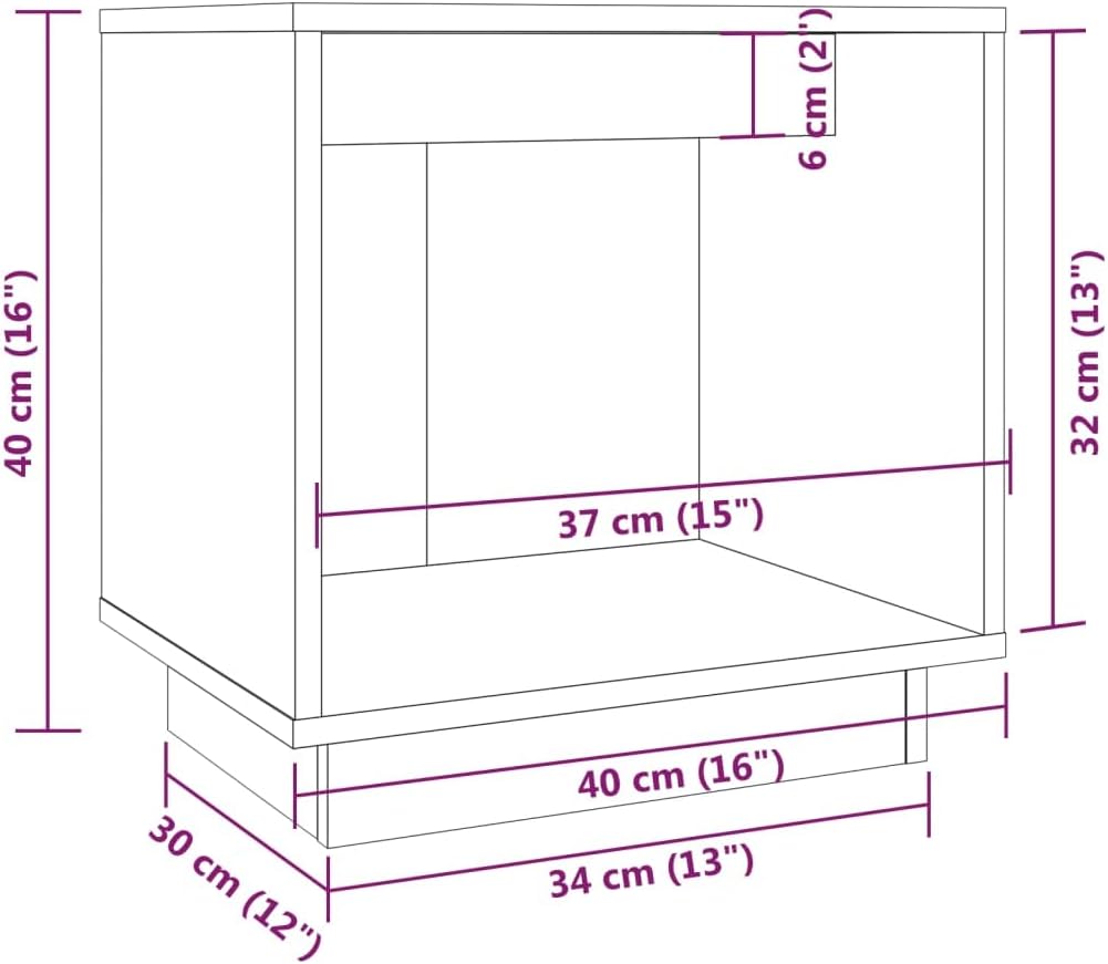FIRBNUS Bedside Table Nachtkonsole Beistelltisch mit Stauraum Night Stand Nachttisch Grau 40x30x40 c