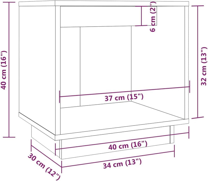 FIRBNUS Bedside Table Nachtkonsole Beistelltisch mit Stauraum Night Stand Nachttisch Grau 40x30x40 c
