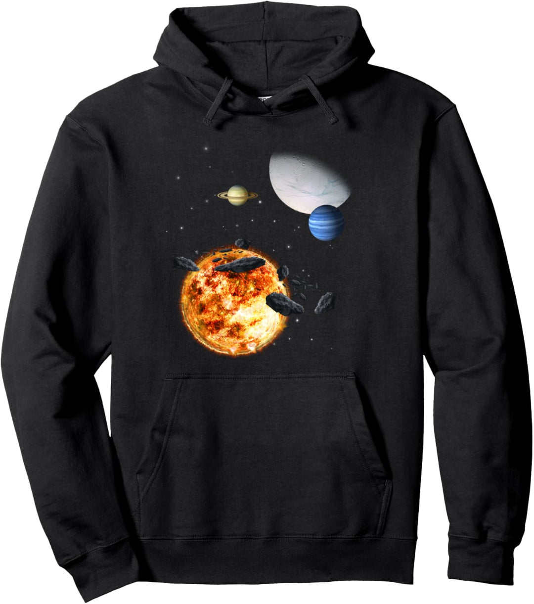 Weltraum Motiv Universum Sterne Sonnensystem Planeten Sonne Pullover Hoodie