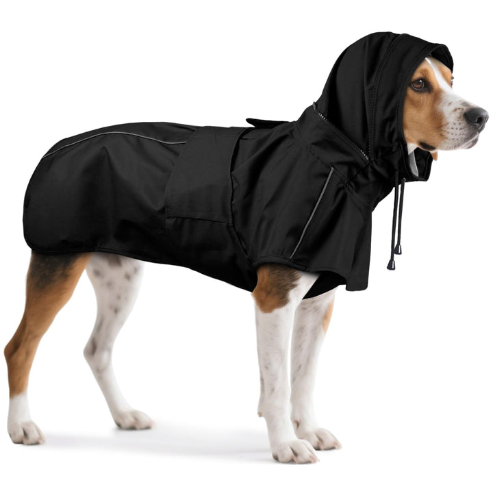 Hunde-Regenmantel – wasserdicht und reflektierend, verstellbare Passform mit Loch für die Leine und