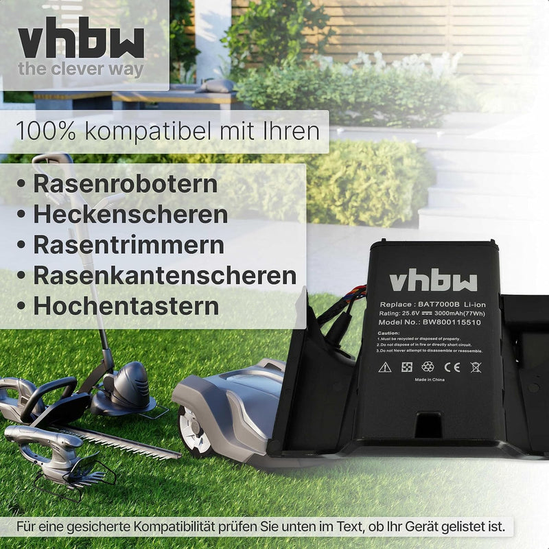 vhbw Akku kompatibel mit Robomow City MC-Serie, MC1000, MC1200, MC150, MC300, MC400, MC500, MC800 er