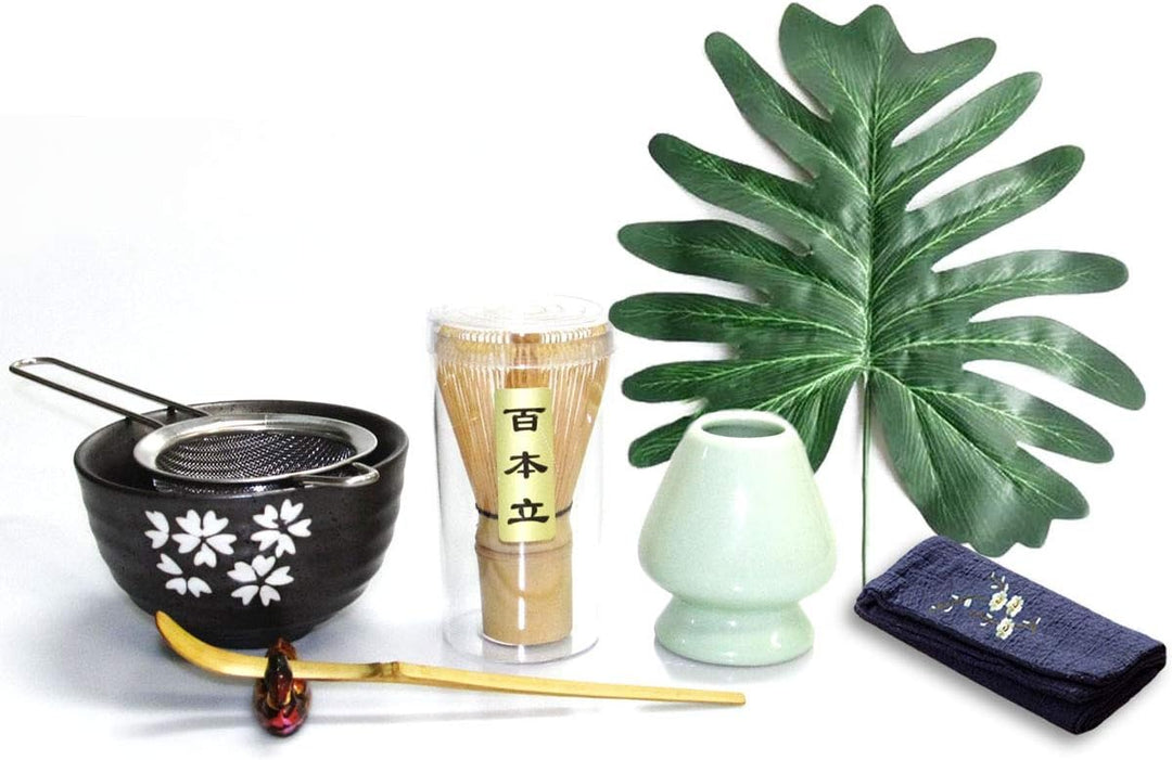 Artcome Japanese Matcha Tea Set, Matcha Whisk, Traditional Scoop, Matcha Bowl, Ceramic Whisk Holder,