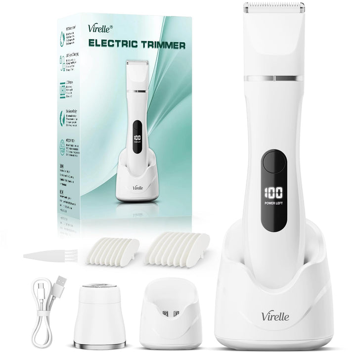 Intimrasierer für Frauen, Rasierer Damen Intimbereich Sanft, 2 in 1 Elektrischer Damenrasierer, Biki