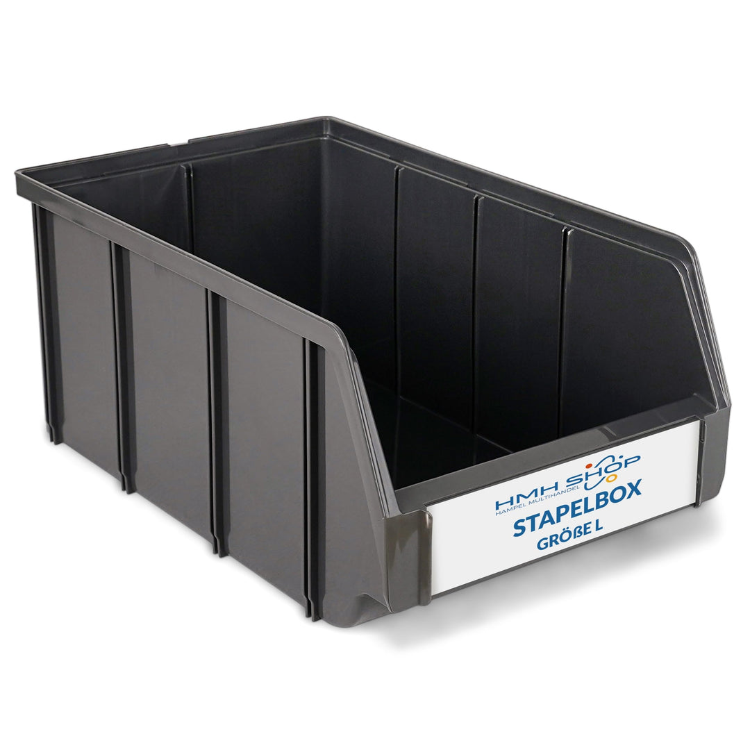 HMH 4x Stapelboxen Grösse L Werkstatt Garage Keller Sichtlagerboxen 335x209x152mm Lagerboxen ANTHRAZ