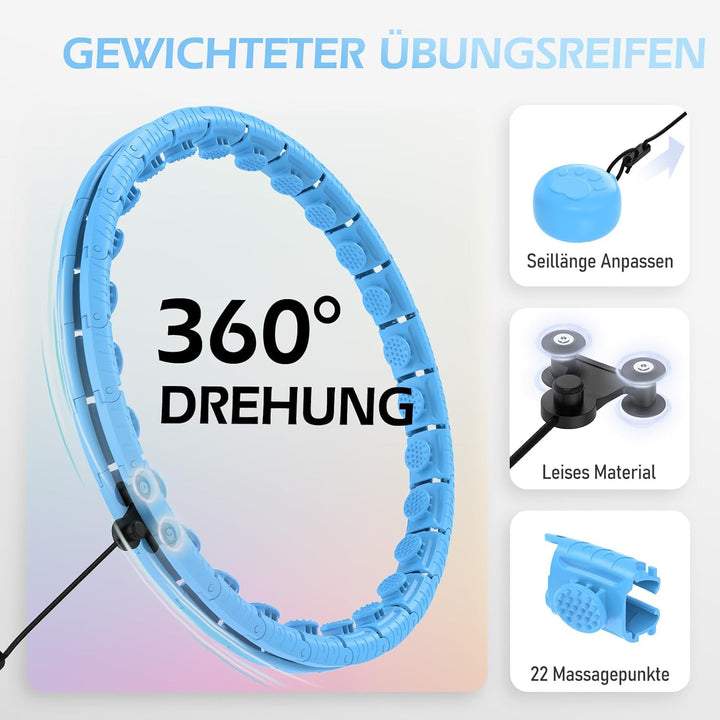 Smart Hula Hoop Reifen Erwachsene Zum Abnehmen, 24-Stufiger Infinity Hula-Hoop (77-132cm) Mit Gewich