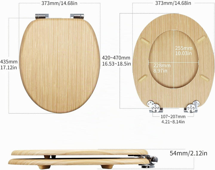 Fanmitrk WC Sitz mit Absenkautomatik, Toilettendeckel aus Holz, Stabil Klodeckel mit Soft Close, Toi
