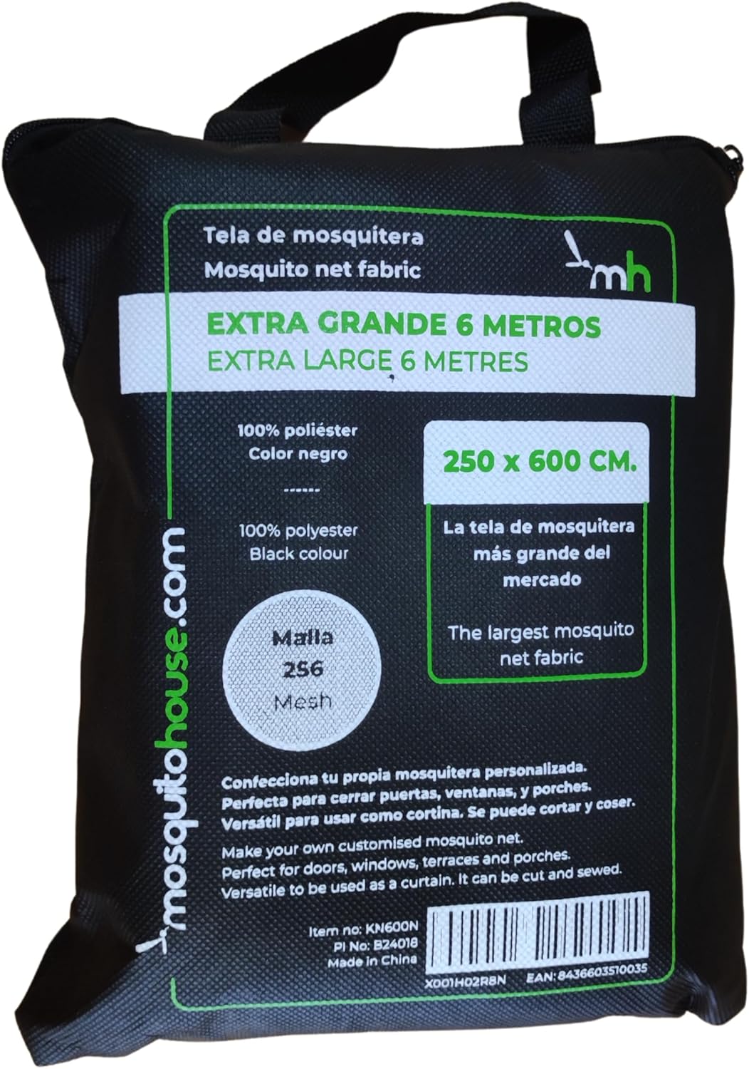 Moskitonetz Stoff 6 Meter x 2,50 Meter (Schwarz)