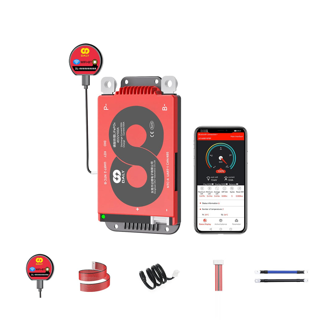 DALY Smart 4S BMS 12V mit WiFi Modul und CAN 485 Kommunikationsschutzplatine für LifePO4 Lithium Akk