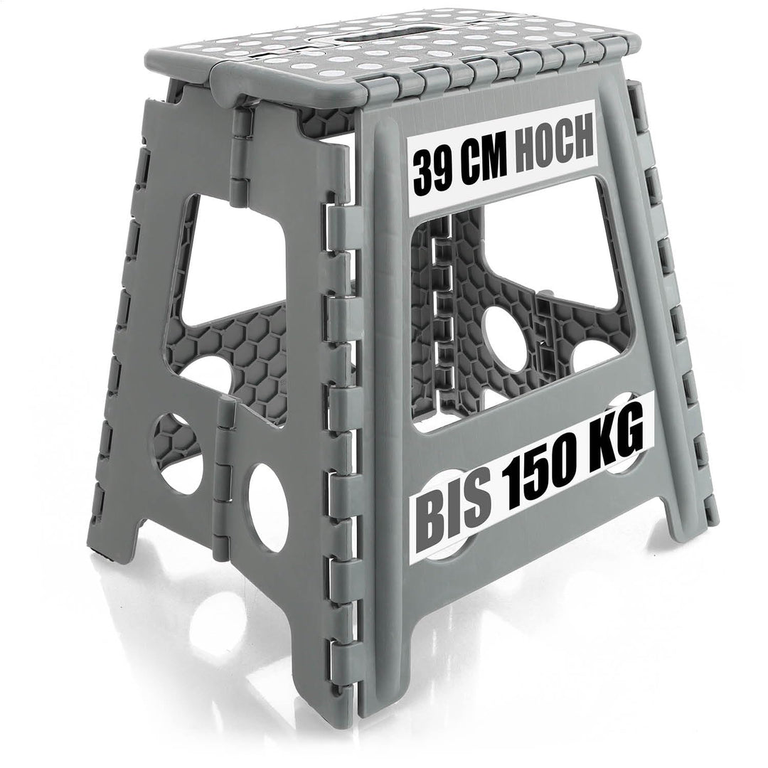 com-four® Klapptritt mit Gumminoppen XXL - Faltbarer Tritthocker - tragbare Aufstiegshilfe für Haush