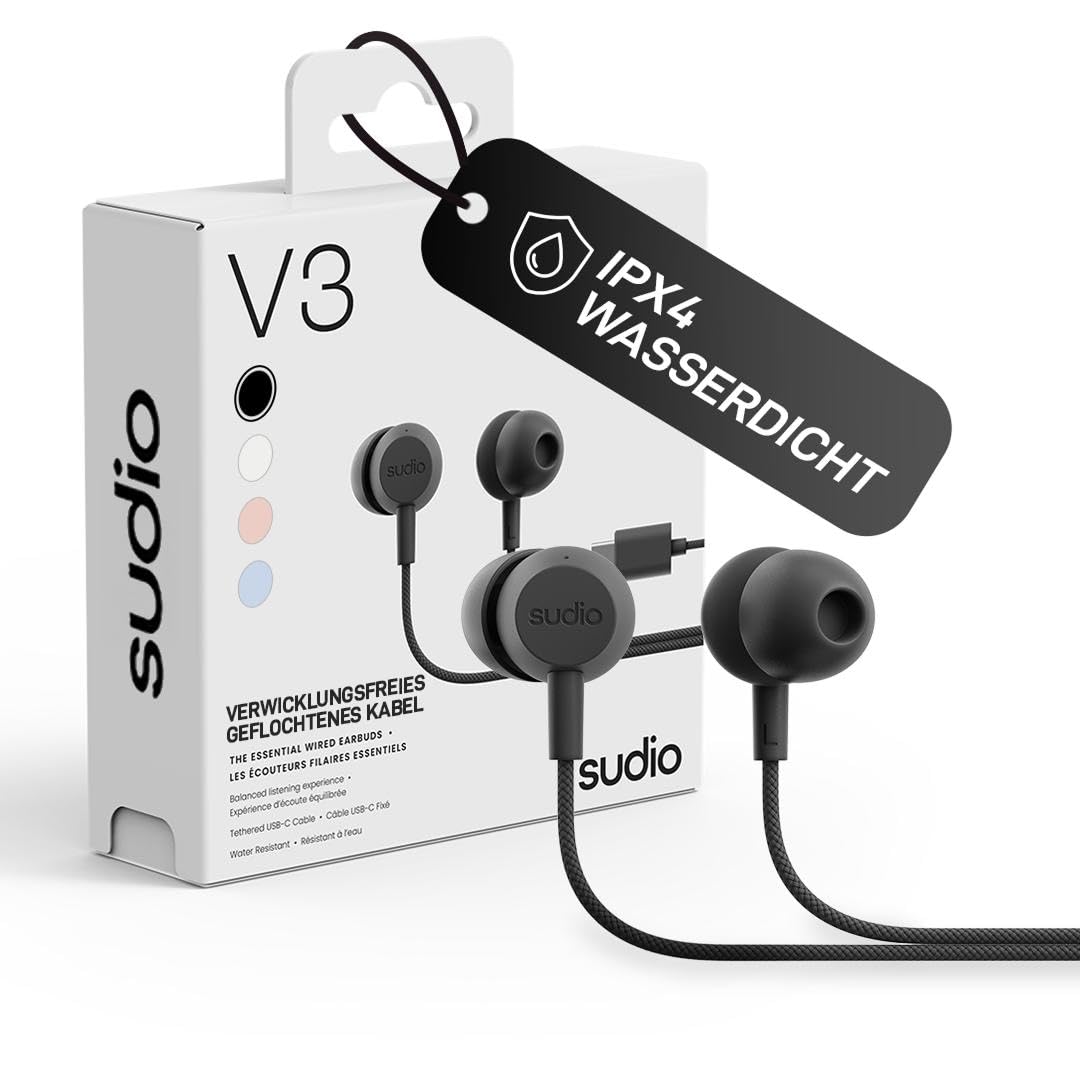 sudio V3 Essential Wired Kopfhörer mit Kabel | In Ear Kopfhörer mit USB-C Anschluss | Geflochtenes,