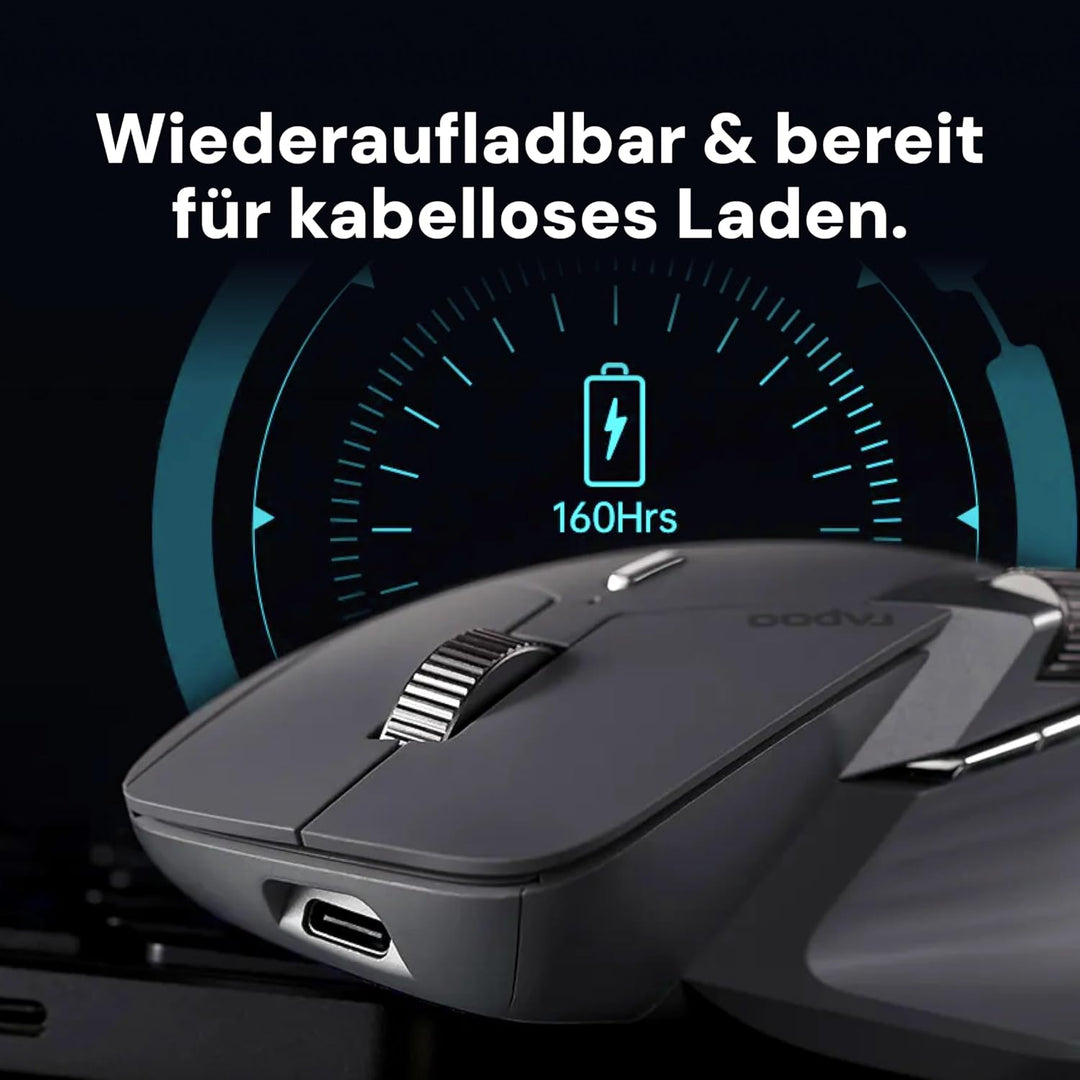 Rapoo MT760L wireless Mouse silent - USB Wireless 2.4G und Bluetooth Maus kabellos, bis 4000 DPI, le