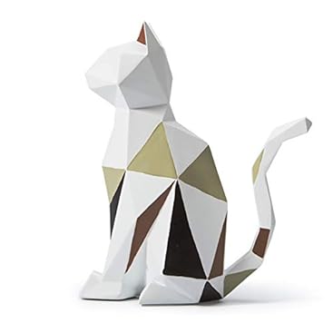 Amoy-Art Katze Skulptur Dekor Modern Statue Arts Wohnzimmer Kunst Polyresin Geschenk 19cm