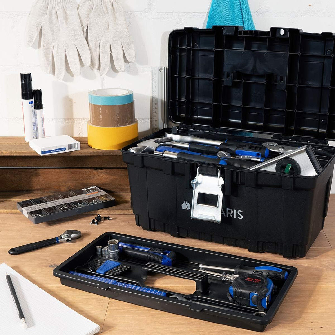 Navaris Werkzeugkasten 16" Box leer - 40,6 x 23,8 x 22cm - 19 Liter Volumen - mit einer Stahlschlies