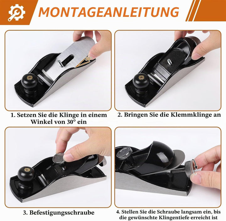 LALAGO Einhandhobel, Hobel Trockenbauwerkzeug, 175mm Körperlänge + 2 Stück 41mm Klingenbreite, Verst