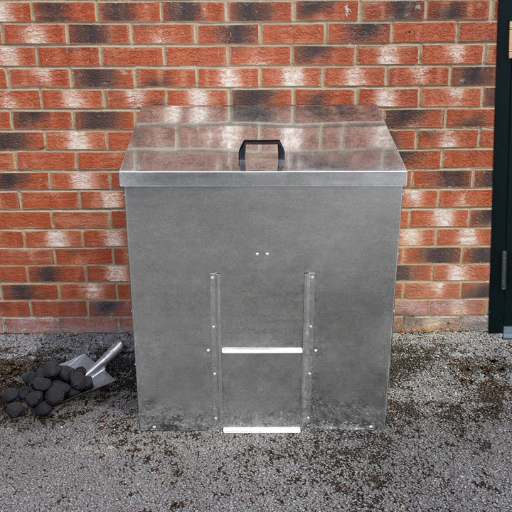 Kohleeimer Kohlebunker Kohlebehälter 350kg 520L Verzinkter Stahl Erhöhter Sockel Verstärkungsstange