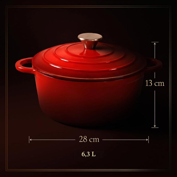 Brottopf 28 cm – Gusseisen Topf Brot Backen als Dutch Oven – Emaille Brotbacktopf &amp; Brotbackform – B