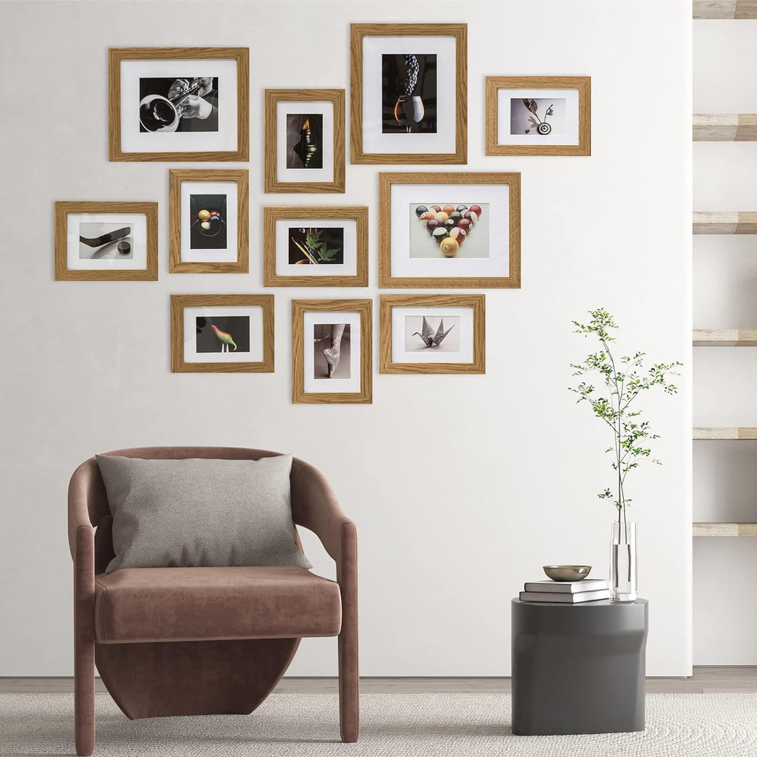 Muzilife Bilderrahmen 11er Set mit Passepartout, Fotorahmen für Fotos Collagen in 8pcs 17x12cm + 3pc