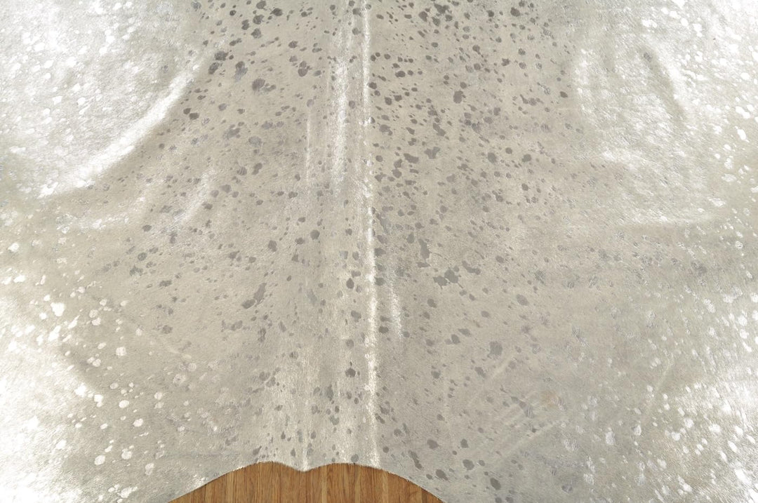 generisch Premium Kuhfell Stierfell Fell Teppich Silber Devore grau Metallic Effekt ca. 230 x 200 cm