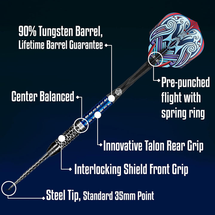 Shot! Darts Viking Raven 90% Tungsten Pro Throwing Darts Steel Tip Set Professional Made in New Zeal