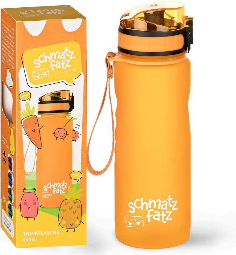 schmatzfatz Trinkflasche Kinder Auslaufsicher 0,5L, Sport Trinkflasche Schule zum Wandern & Fitnesss