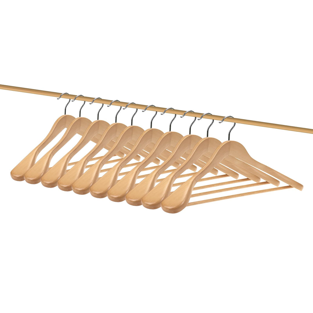 Hangerman Kleiderbügel aus natürlichem Holz, 10 Stück, Kleiderbügel aus Holz, für Jacken, Oberbeklei